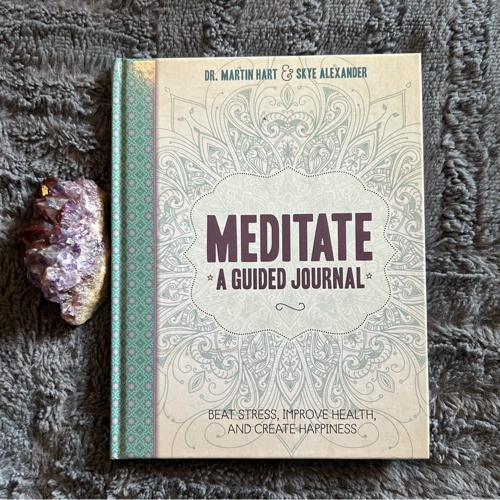 Meditate: A Guided Journal & Red Capped Amethyst Crystal Cluster